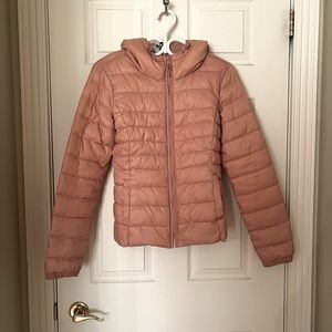 Pink puffer coat